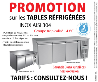 promotion tables réfrigérées